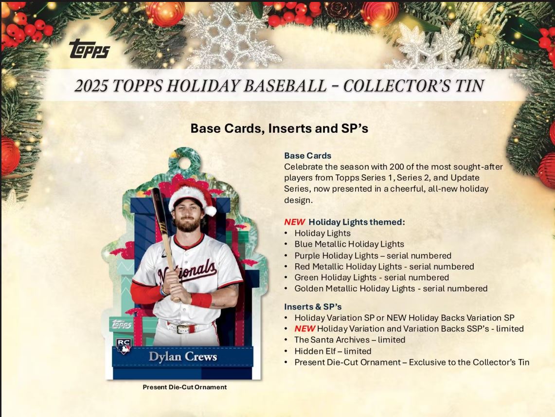 2025 Topps Holiday Baseball Tin 3-Pack Case (set of 5)