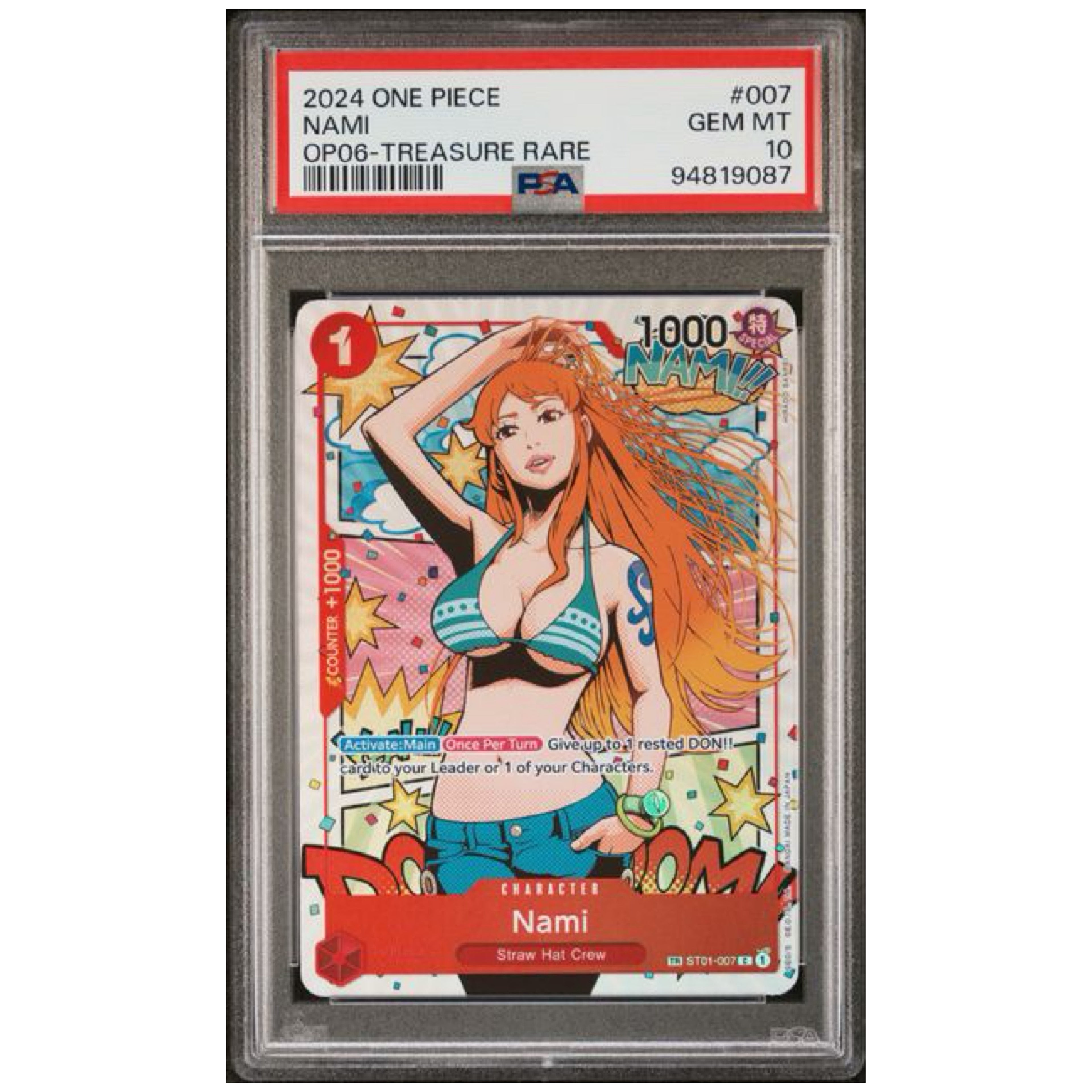 2024 ONE PIECE OP06-WINGS OF THE CAPTAIN #007 NAMI TREASURE RARE PSA 10