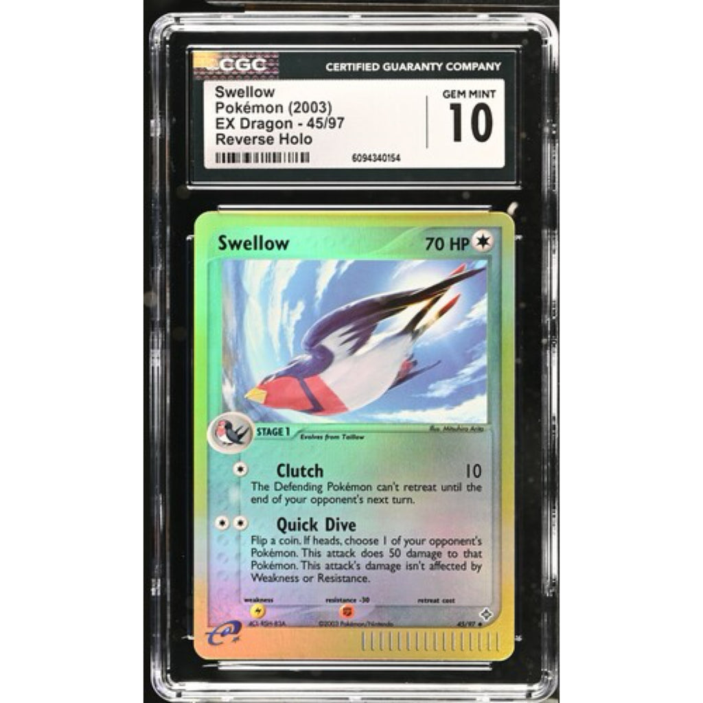 CGC 10 Swellow - Pokemon (2003) EX Dragon - 45/97 Reverse Holo