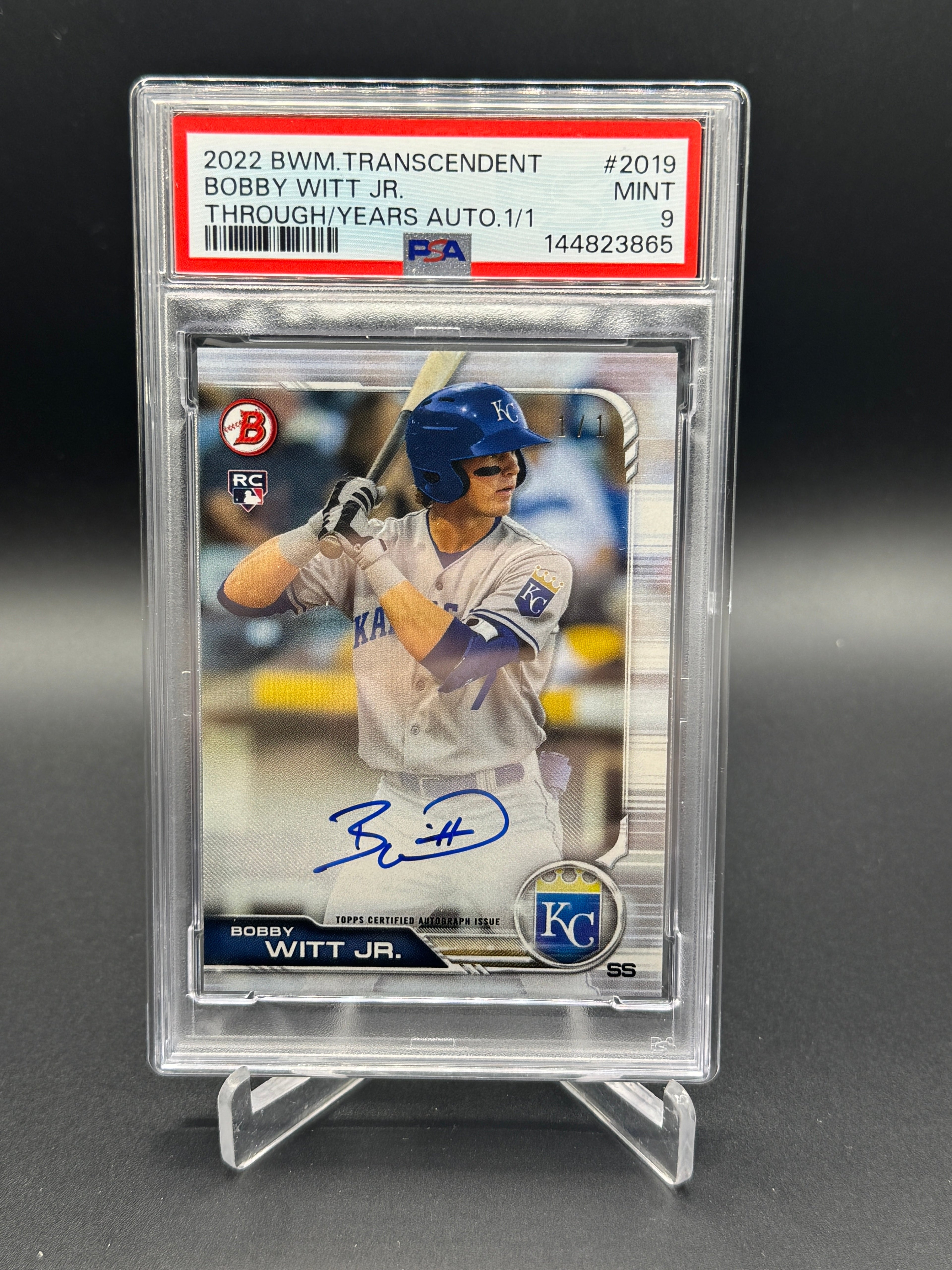 2022 Bowman Transcendent 1991 Bobby Witt Jr. Through the Years Auto 1/1 PSA 9 PC