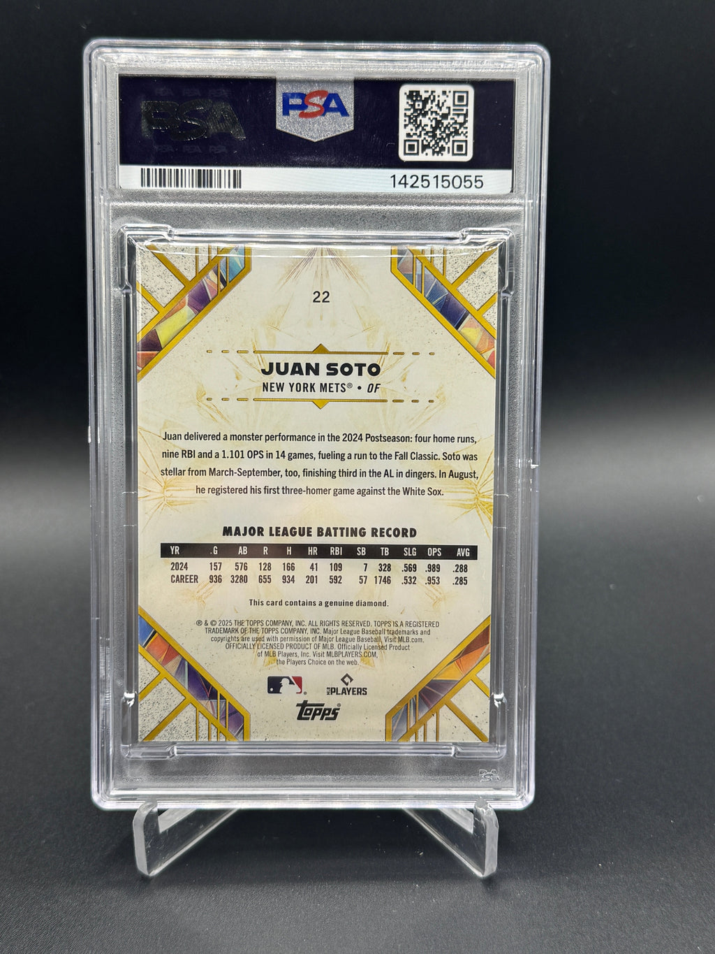 2025 Topps Diamond Icons #22 Juan Soto Genuine Diamond /25 PSA 10