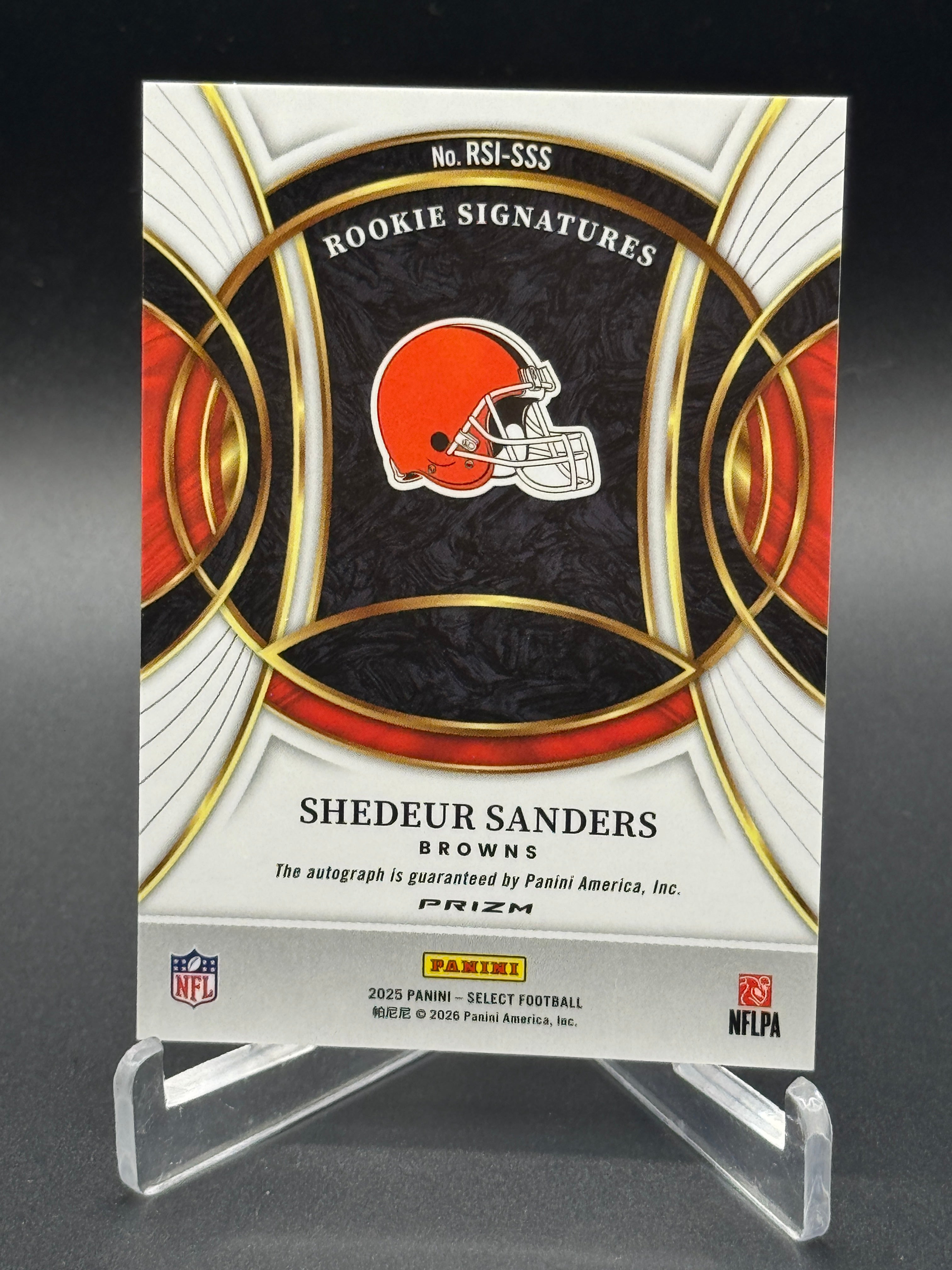 2025 Panini Select #RSI-SSS Shedeur Sanders Rookie Signatures Silver Prizm