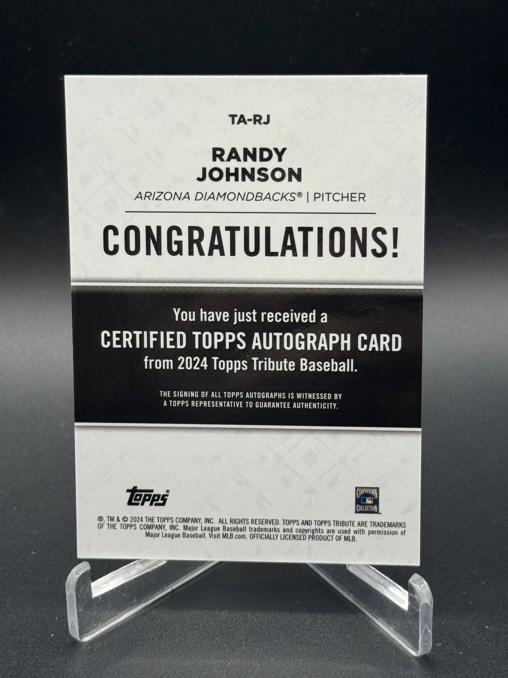 2024 Topps Tribute #TA-RJ Randy Johnson Tribute Autographs Purple #/50