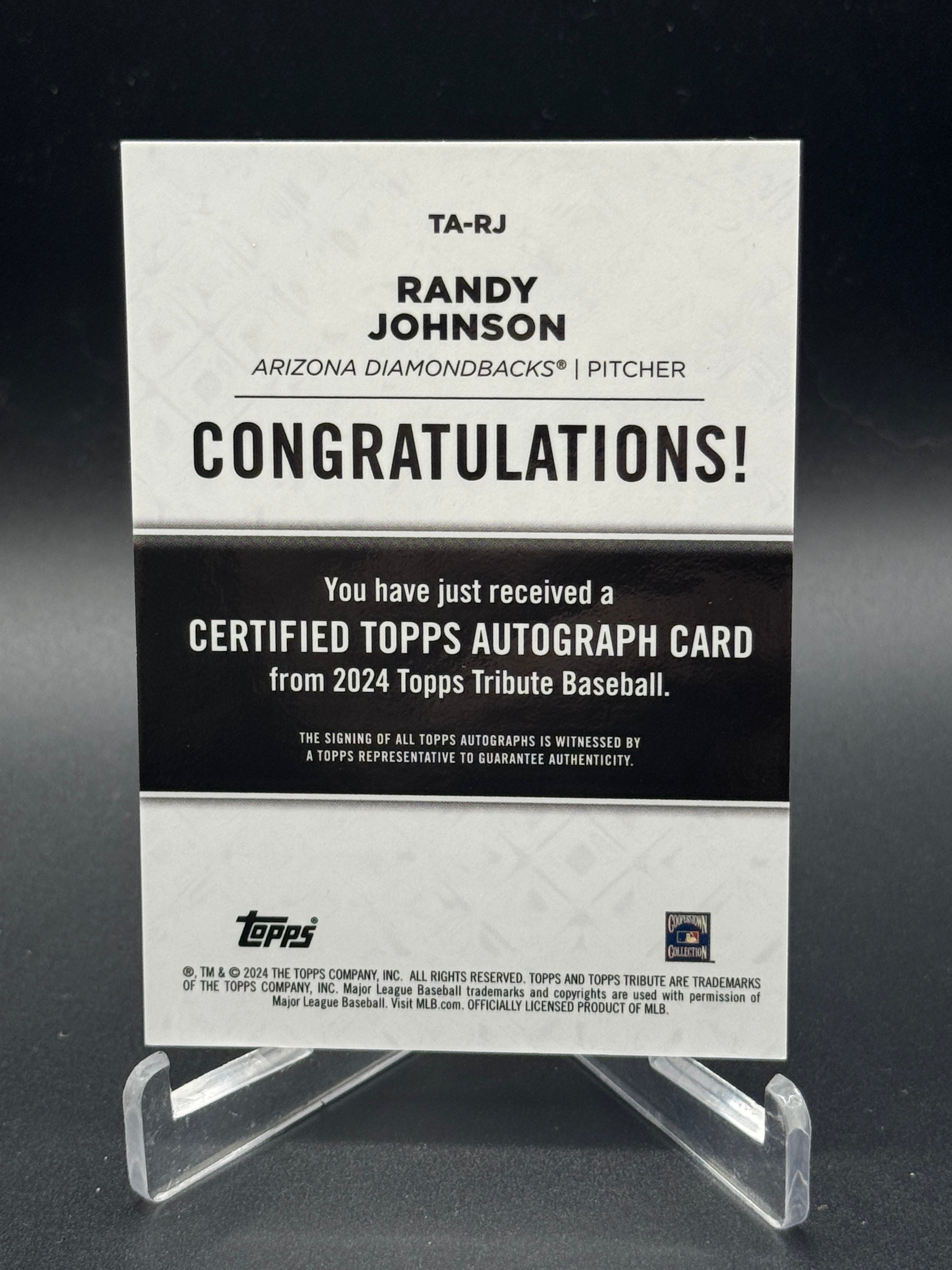 2024 Topps Tribute #TA-RJ Randy Johnson Tribute Autographs Purple #/50