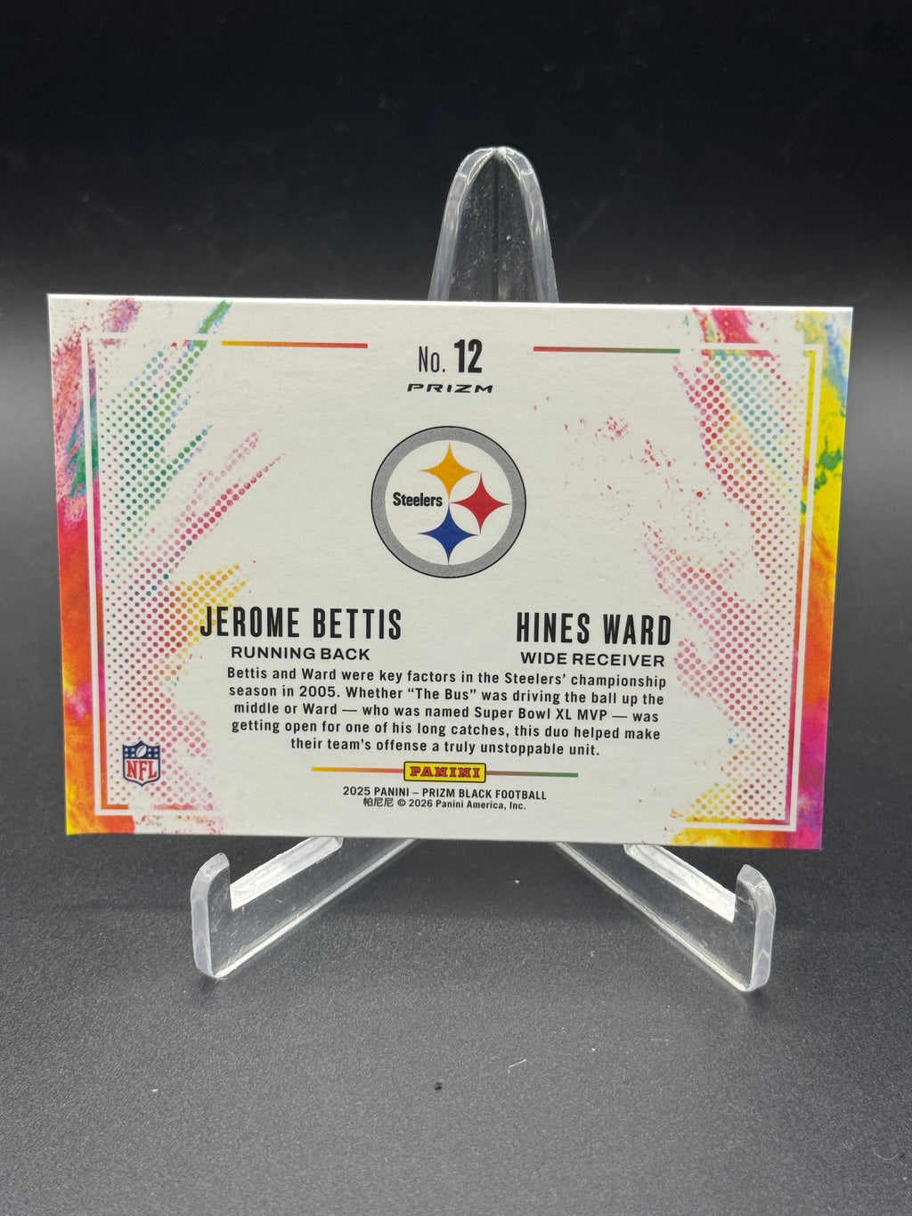 2025 Panini Prizm Black #12 Hines Ward / Jerome Bettis Dual ColorBlast