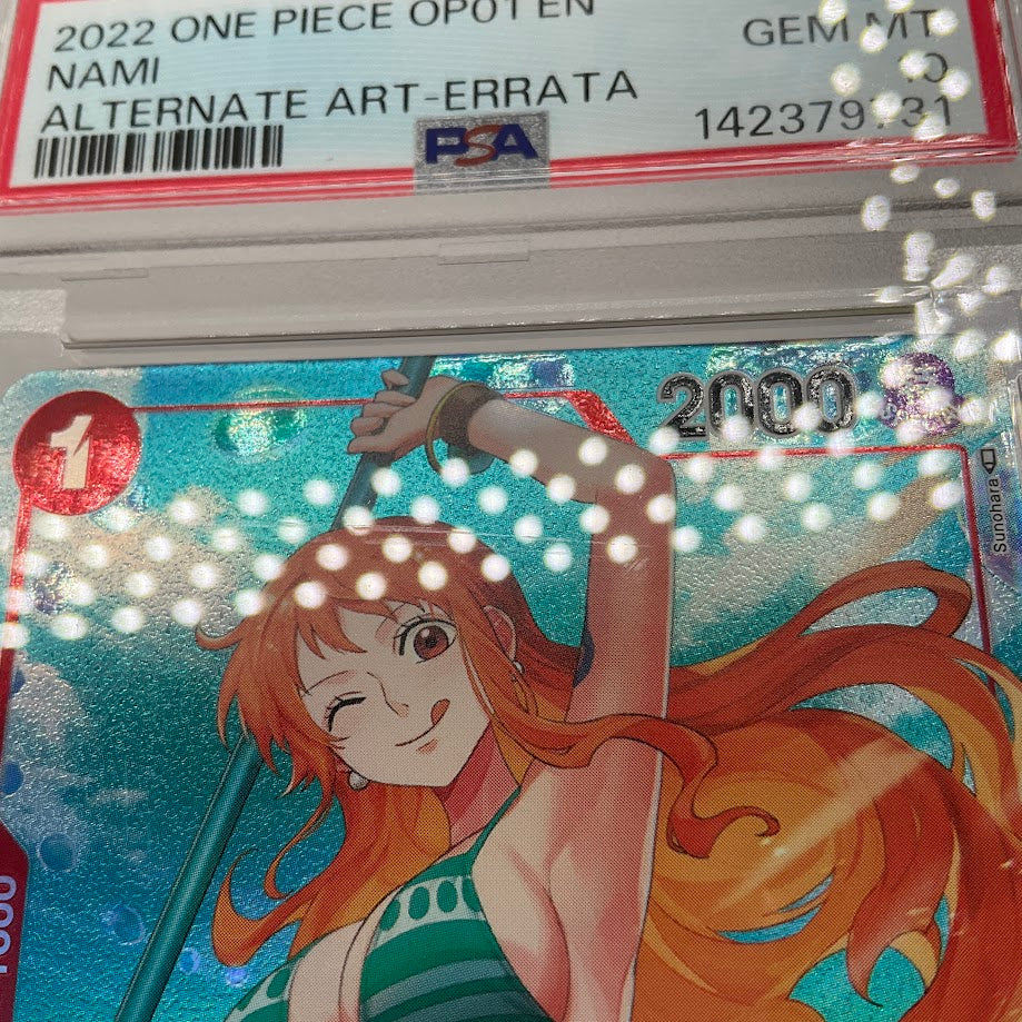 Nami One Piece Card Game OP01 Alternate Art Errata #016 PSA 10