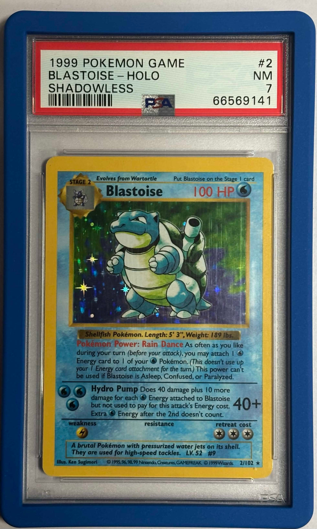Blastoise Holo Base Set Shadowless #2 PSA 7