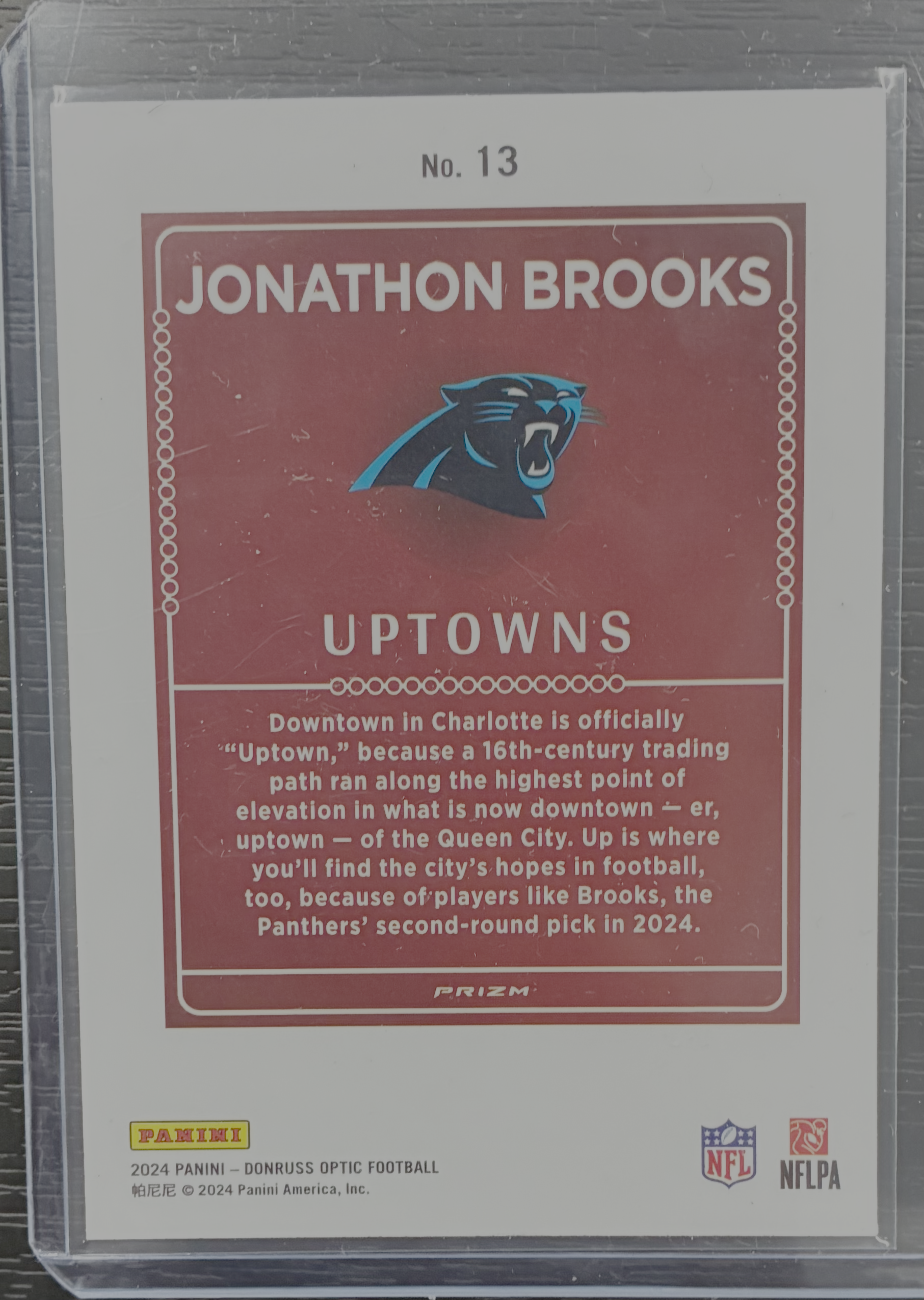 2024 Panini Donruss Optic Football Jonathon Brooks Uptowns Case Hit Rookie