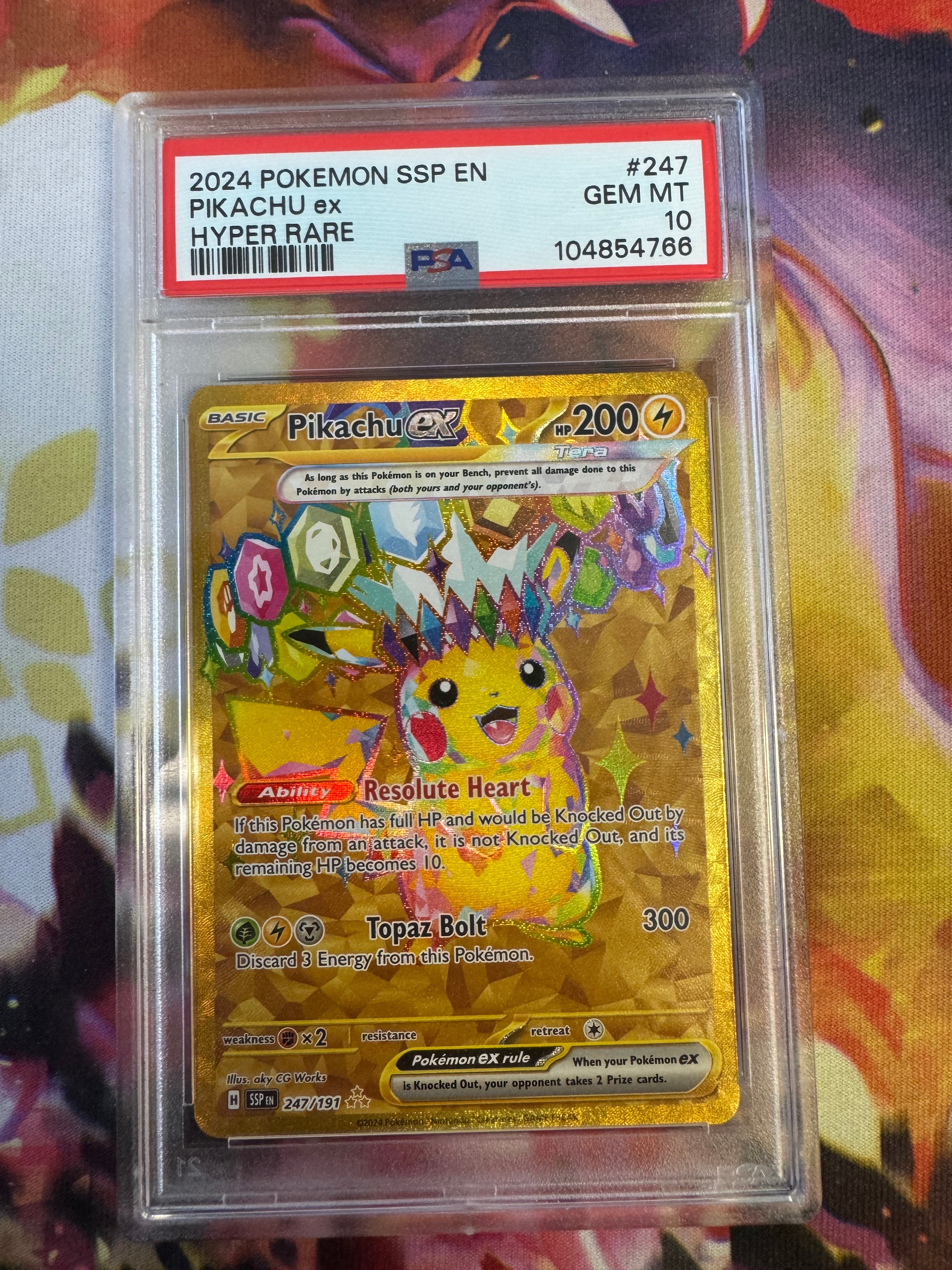 Pikachu ex #247 Pokemon Surging Sparks PSA 10