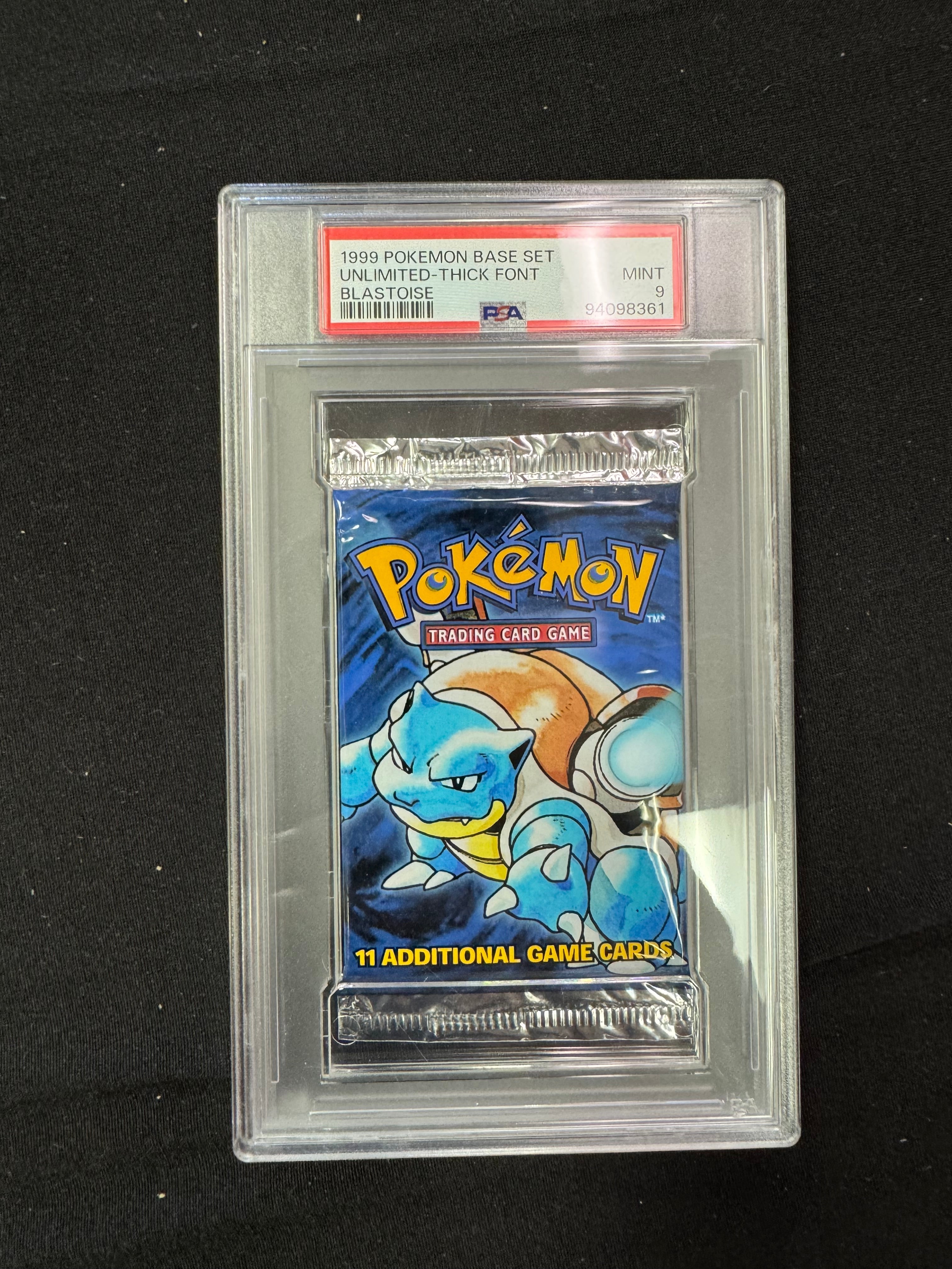 1999 WOTC Pokemon Base Set Unlimited Blastoise Booster Pack - PSA 9 MINT.
