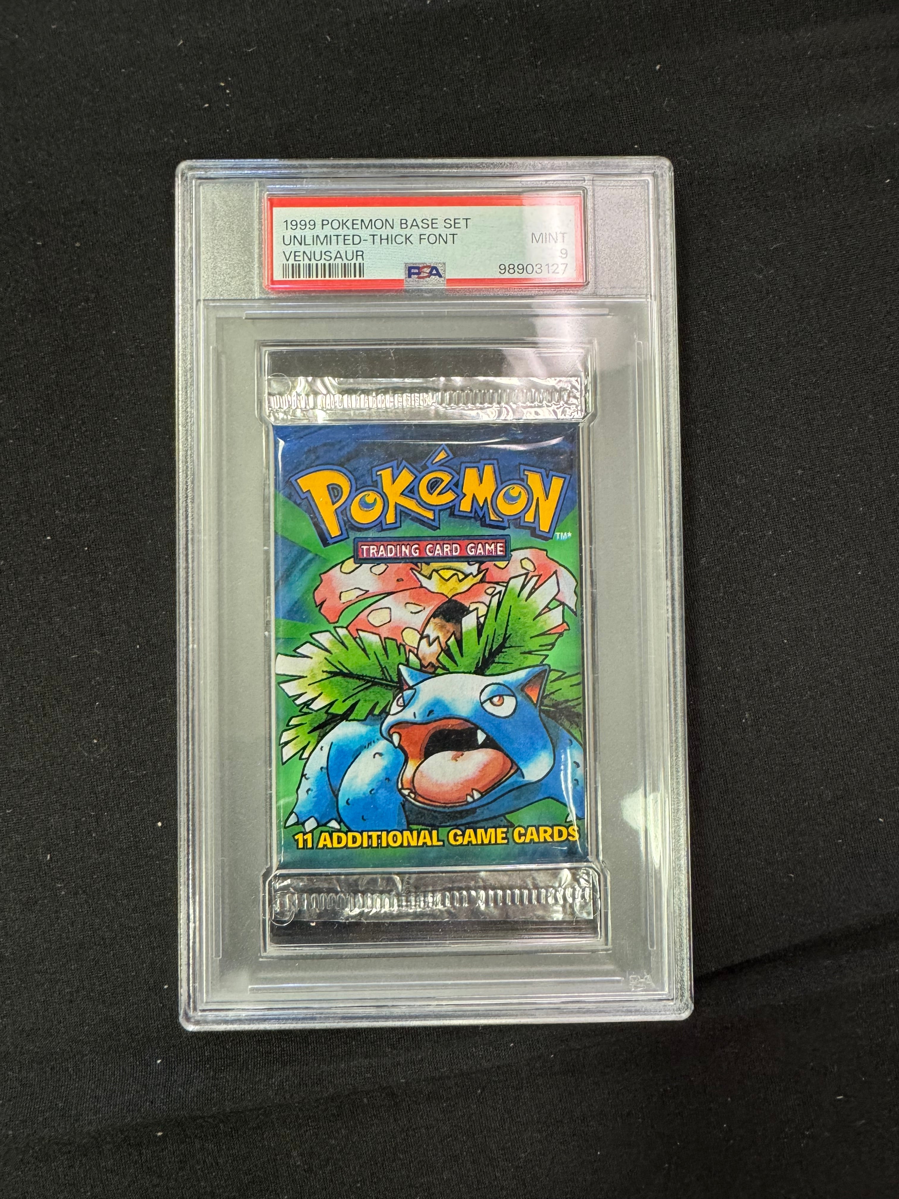 1999 WOTC Pokemon Base Set Unlimited Venusaur Booster Pack - PSA 9 MINT.
