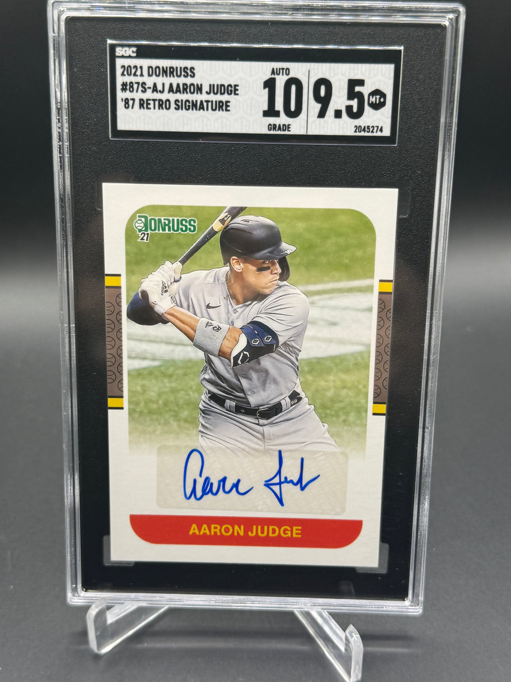 2021 Donruss #87S-AJ Aaron Judge Retro 1987 Signatures SGC 9.5