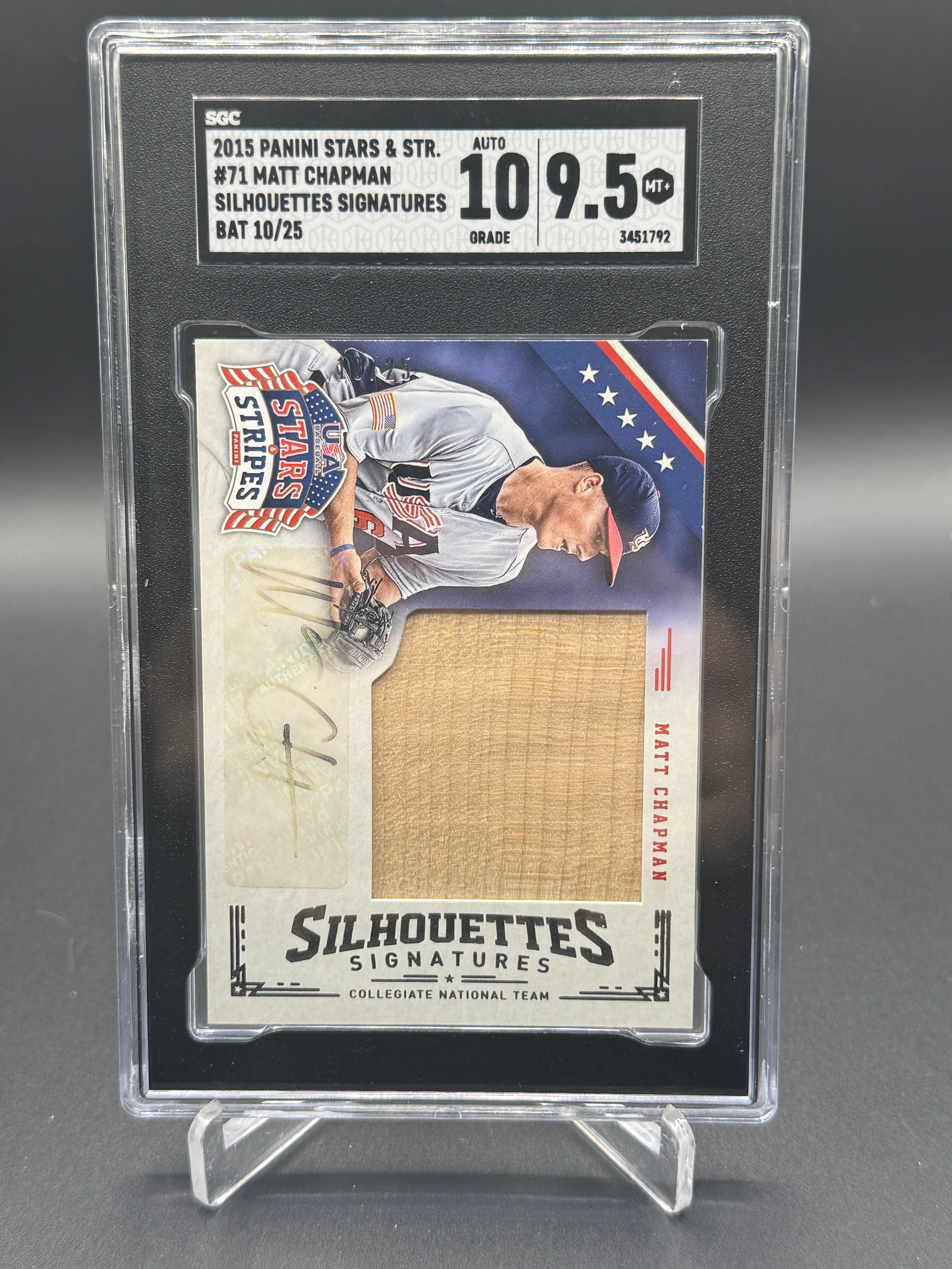 2015 USA Stars Stripes #71 Matt Chapman Silhouettes Auto Bat /25 SGC 9.5