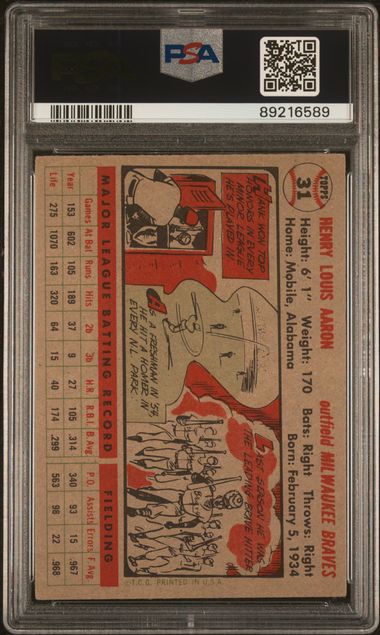Hank Aaron 1956 Topps Gray Back #31 PSA 4