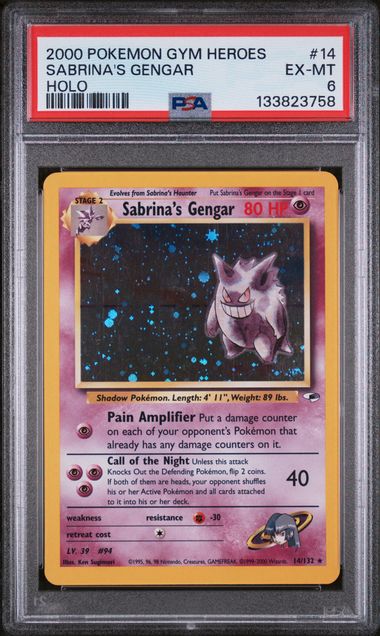 PSA 6 - 2000 POKEMON GYM HEROES #14 SABRINA'S GENGAR HOLO