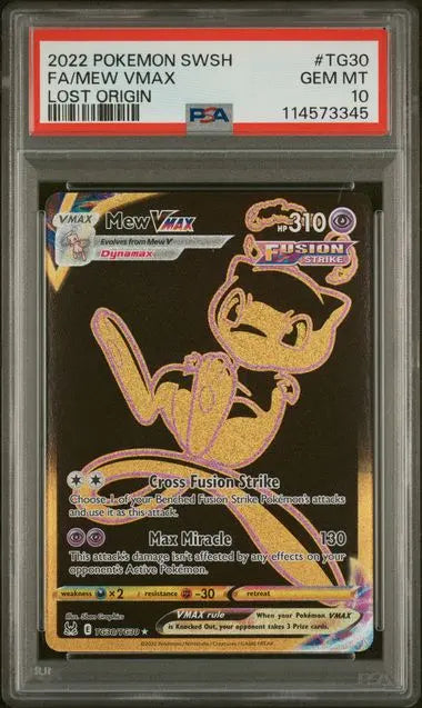 PSA 10 -2022 POKEMON SWORD & SHIELD LOST ORIGIN #TG30 FA/MEW VMAX LOST ORIGIN