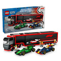 LEGO City 60445 F1 Truck with RB20 & AMR24 F1 Cars 1086 Piece Building Set