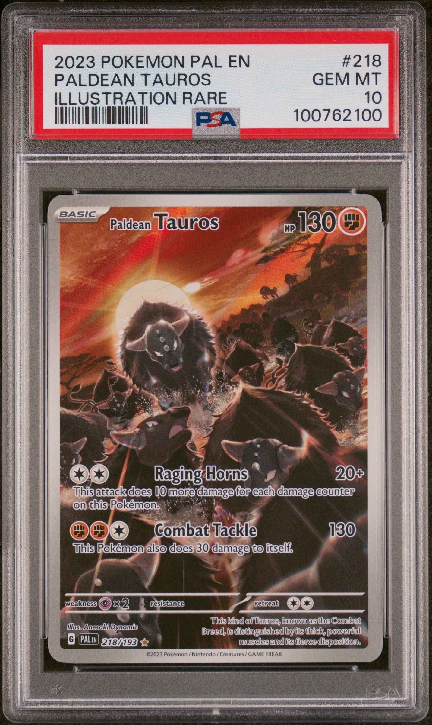 2023 POKEMON PAL EN-PALDEA EVOLVED #218 PALDEAN TAUROS ILLUSTRATION RARE