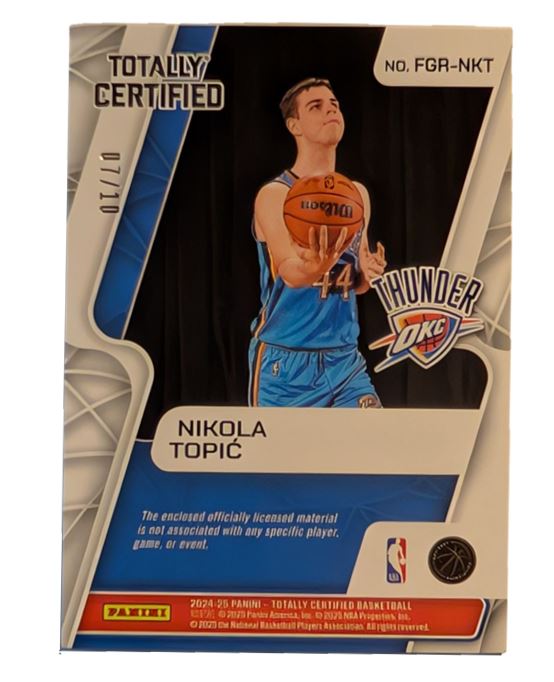 2024-25 Panini Totally Certified Nikola Topic Fabric Of The Game Gold #'d 07/10