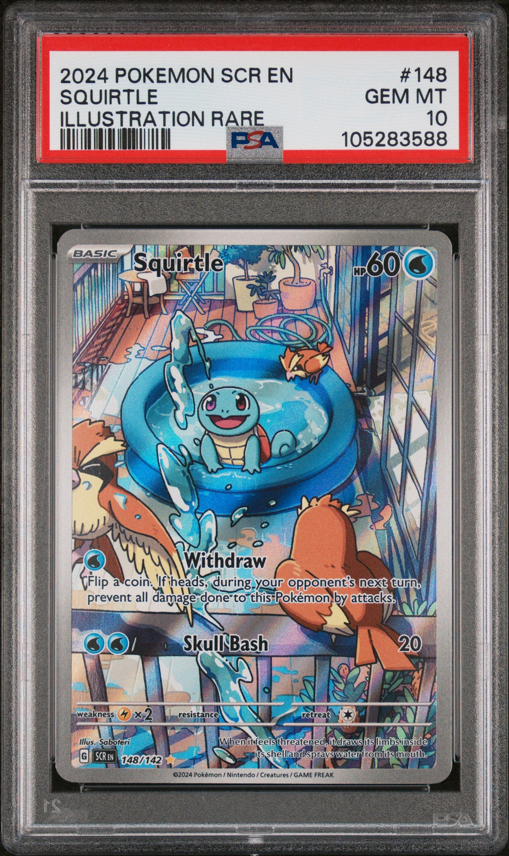 SQUIRTLE ILLUSTRATION RARE 2024 POKEMON SCR EN-STELLAR CROWN PSA GEM MT 10