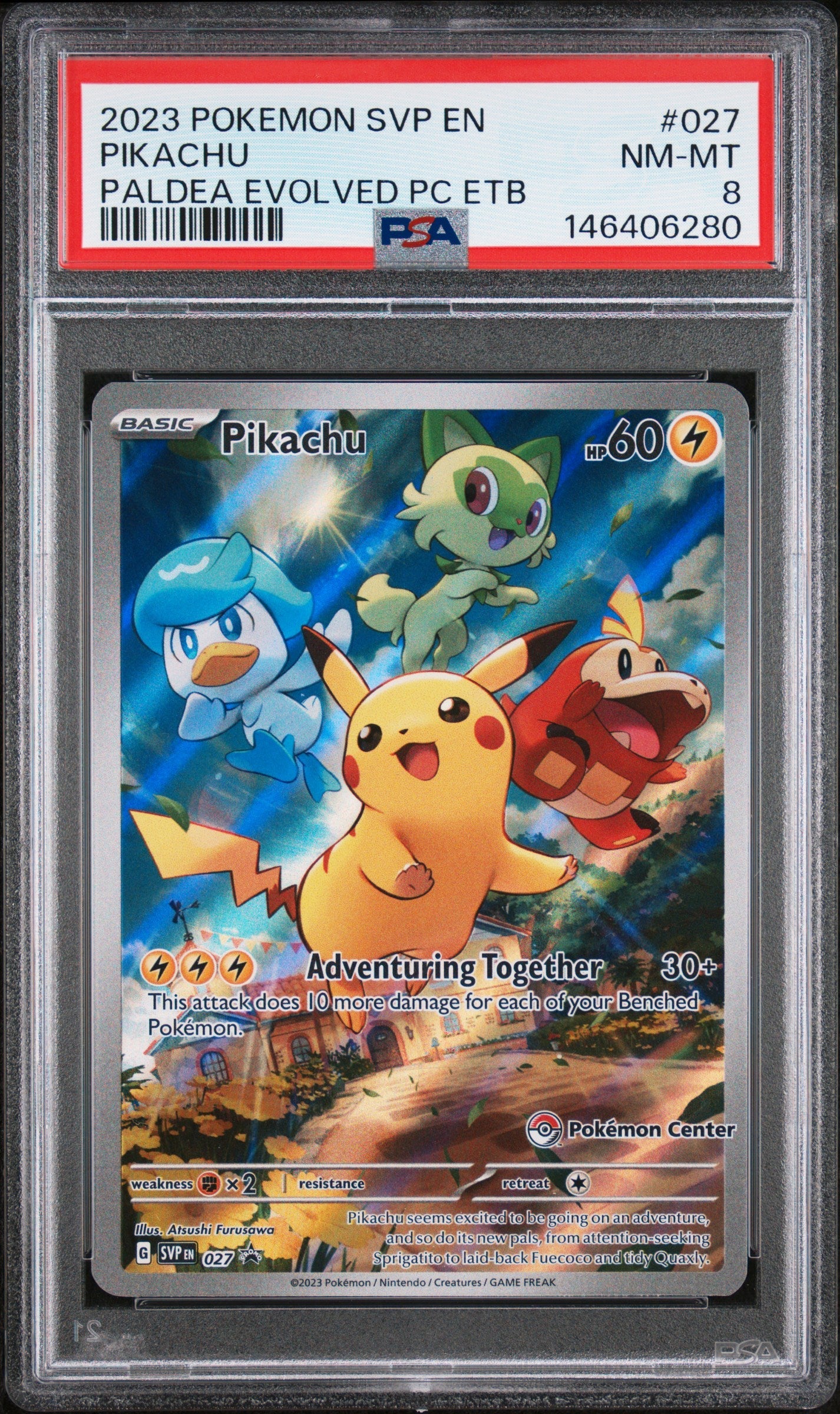Pikachu Paldea Evolved PC ETB Promo #027 PSA 8