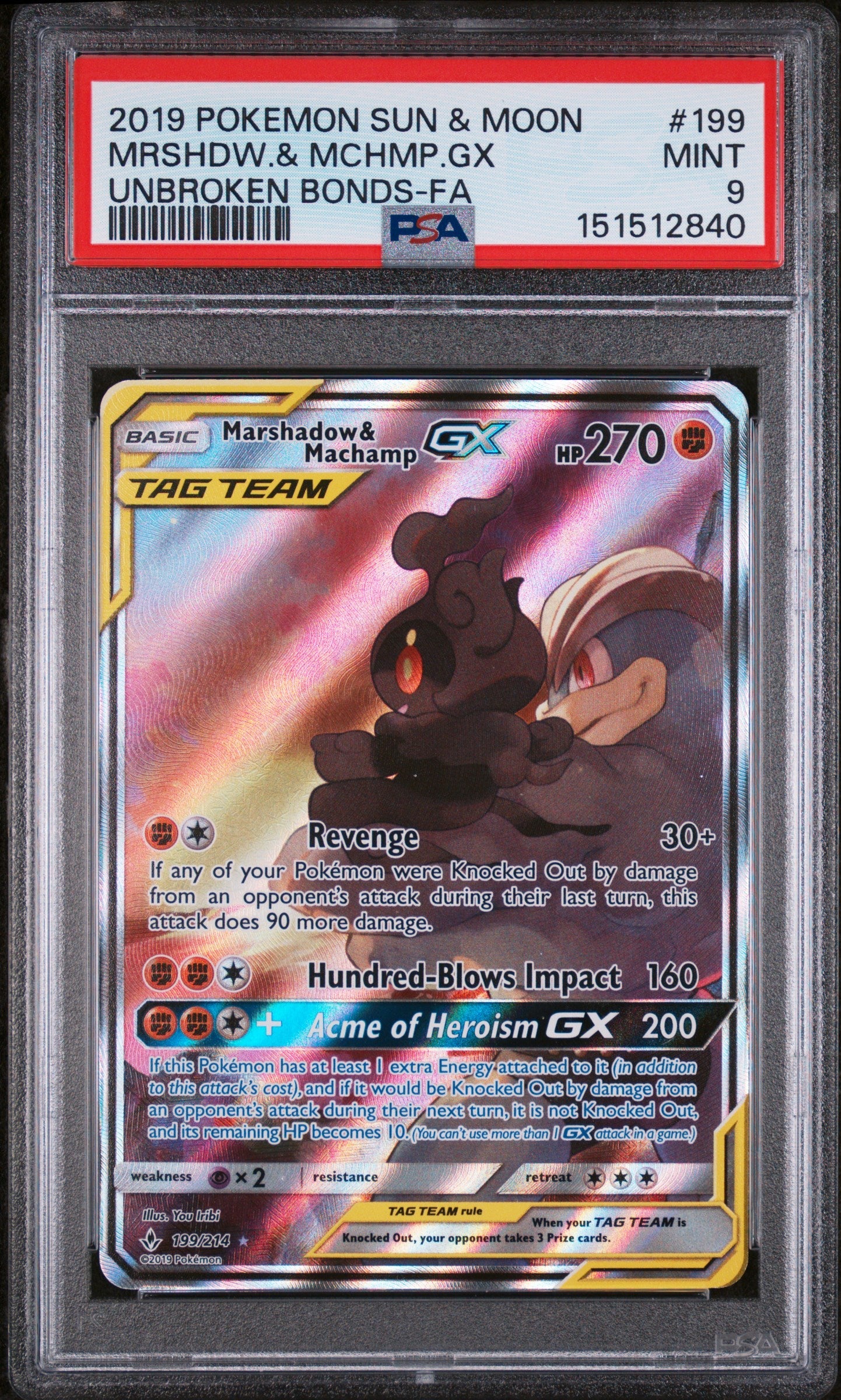 PSA MINT 9 Mrshdw.& Mchmp.Gx(199/214) [Sun & Moon Unbroken Bonds] - 151512840