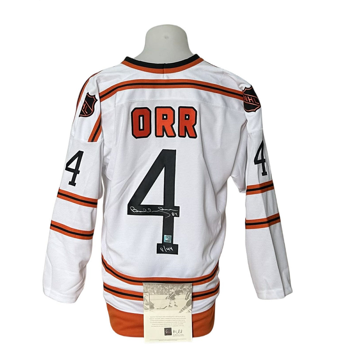 Chandail officiel signé - Bobby Orr blanc 1971-72 LE/44 GNR coa