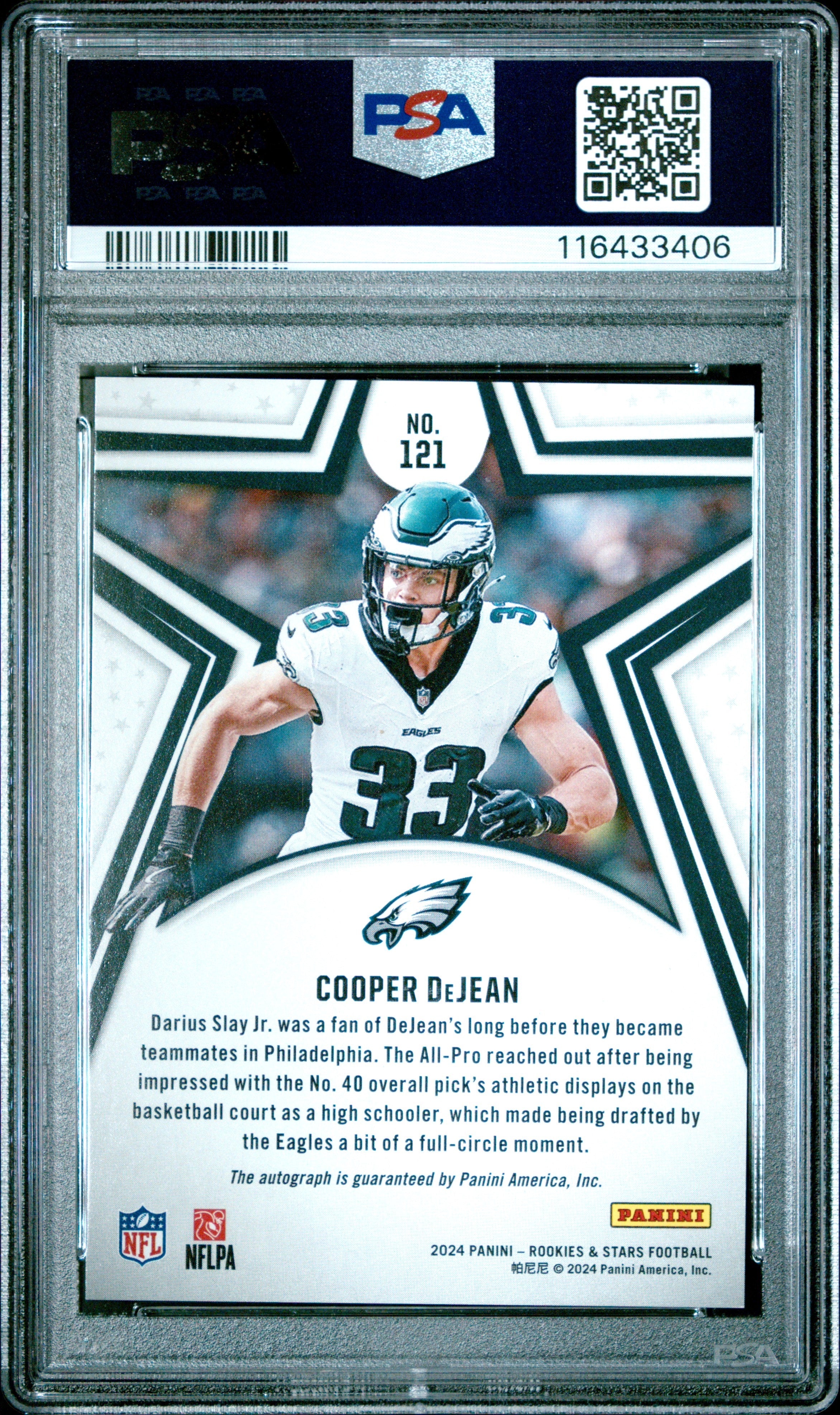 2024 Rookies And Stars-Cooper Dejean-Longevity Auto #'d 349 PSA 10