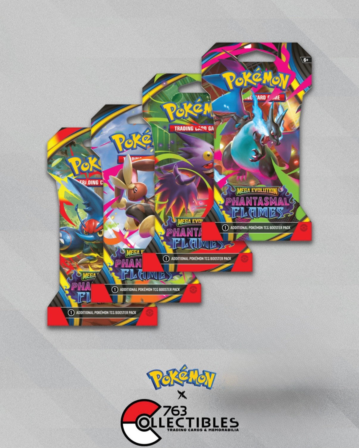 Pokemon Phantasmal Flames Sleeved Booster Pack (Random Artwork) - Bundle of 6 Total Packs * LIMIT 1 *