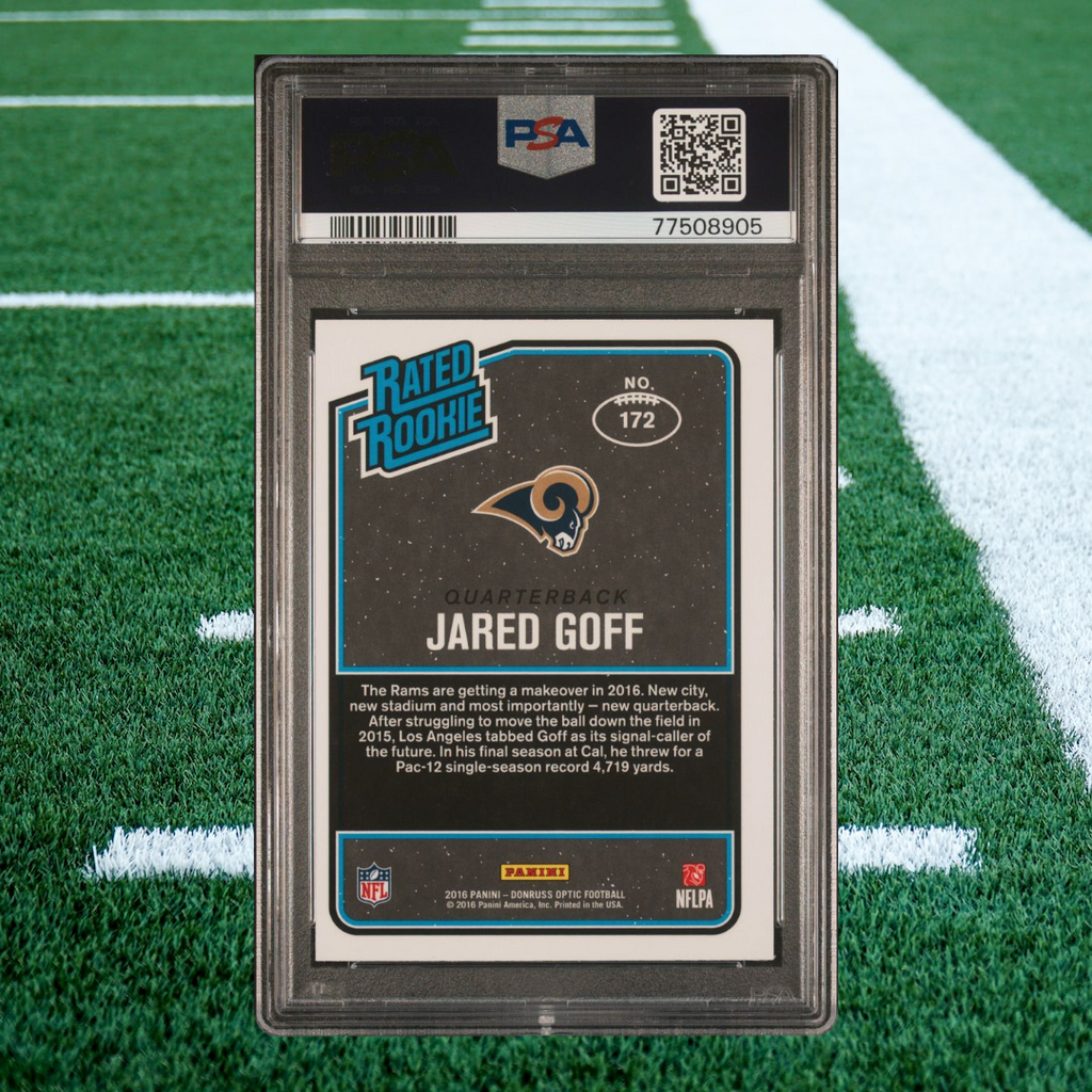 2016 Panini Donruss Optic-Jared Goff-Red & Yellow # 172 PSA 9