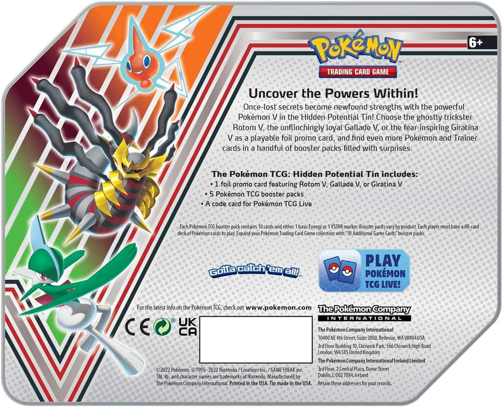 Pokemon TCG: Hidden Potential Tin Rotom V - 5 packs