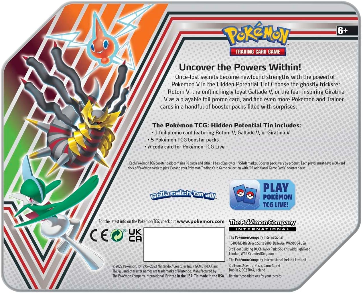 Pokemon TCG: Hidden Potential Tin Rotom V - 5 packs