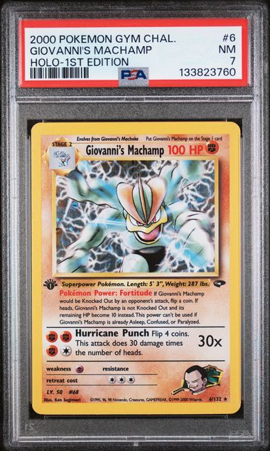 PSA 7 - 2000 POKEMON GYM CHALLENGE #6 GIOVANNI'S MACHAMP HOLO-1ST EDITION