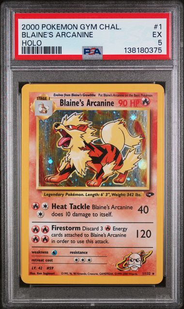 PSA 5 - 2000 POKEMON GYM CHALLENGE #1 BLAINE'S ARCANINE HOLO