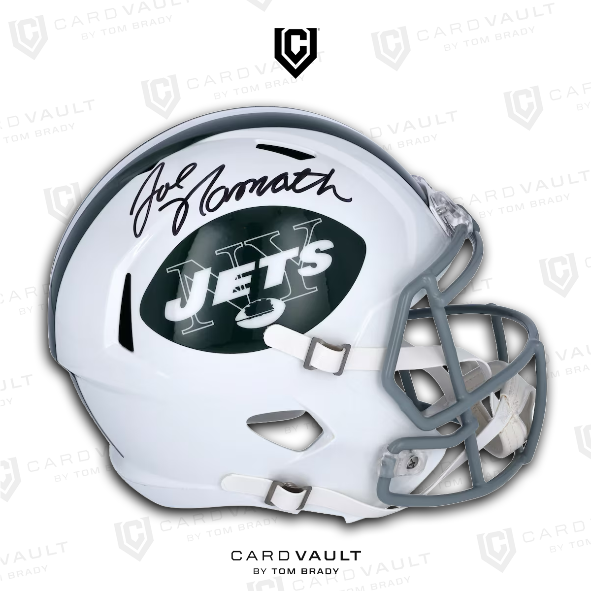 Joe Namath New York Jets Autographed Fanatics Authentic Riddell 1965-77 Throwback Speed Replica Helmet