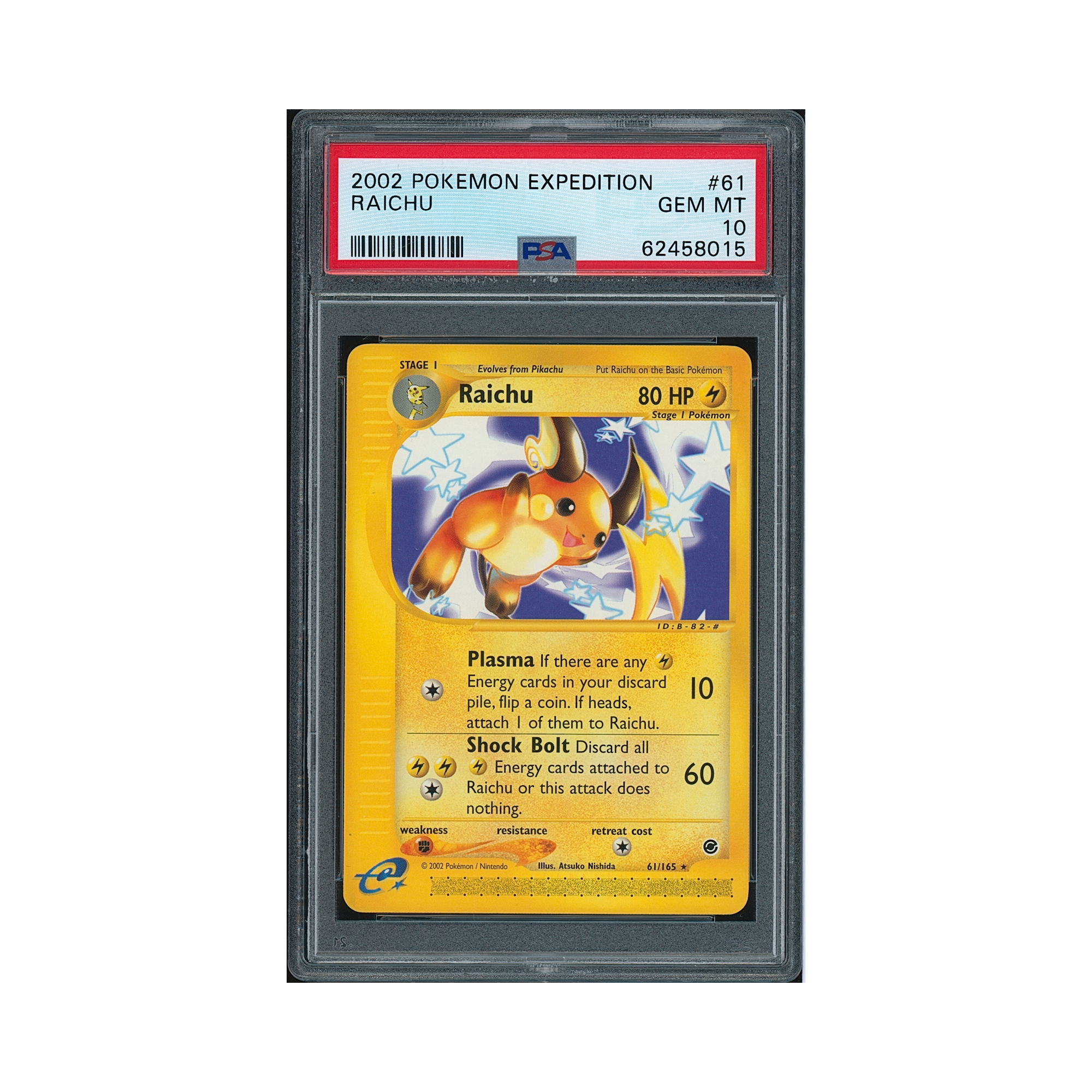 2002 Pokemon Expedition Raichu #61 PSA 10