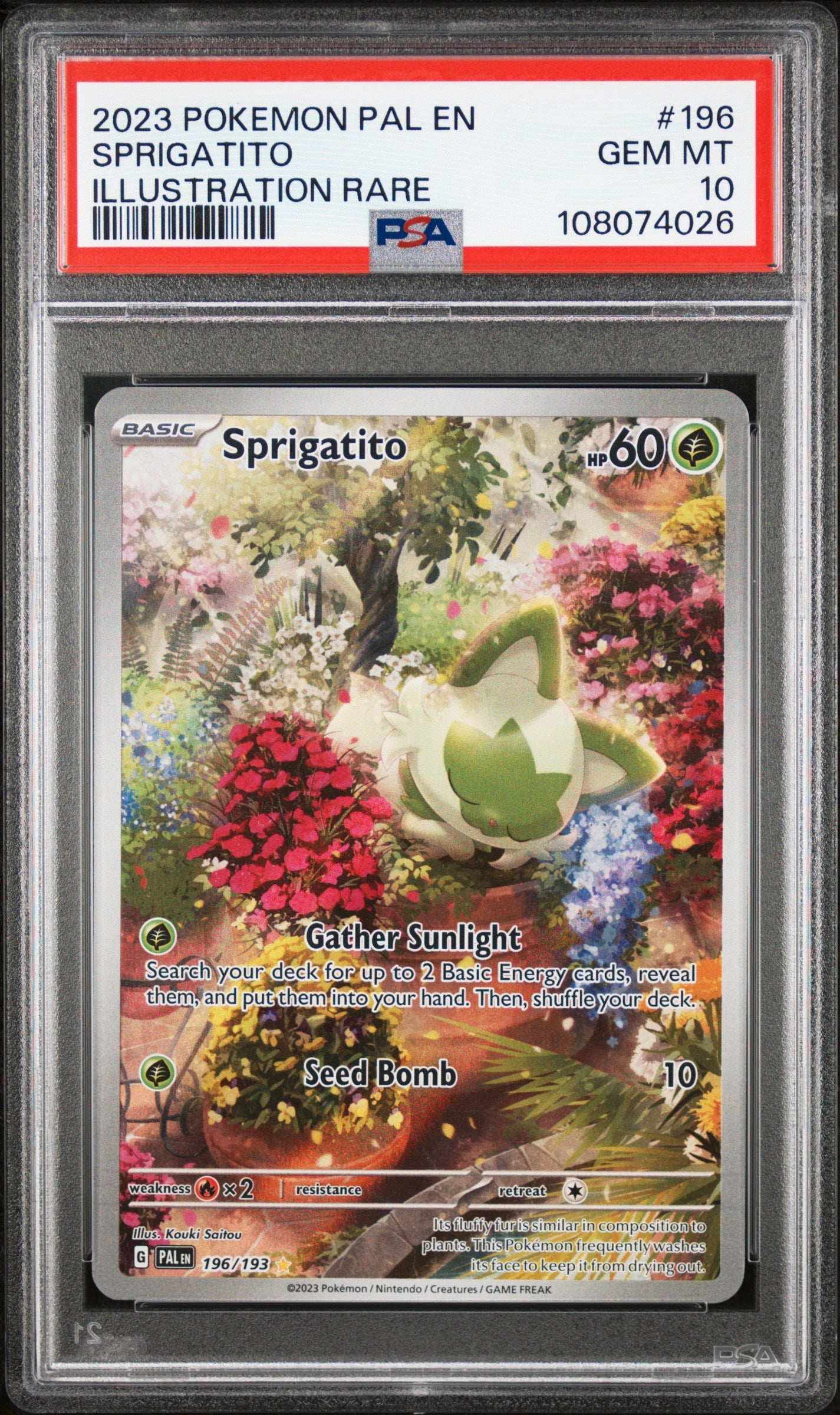 SPRIGATITO ILLUSTRATION RARE 2023 POKEMON PAL EN-PALDEA EVOLVED PSA GEM MT 10