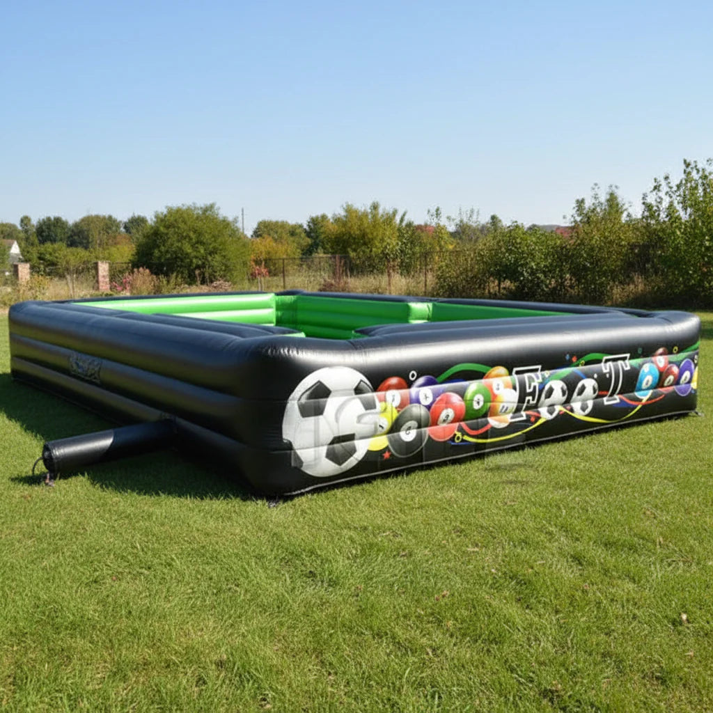 Snooker Football Interactive Table With 16 Balls Black Inflatable Billard for Soccer Event
