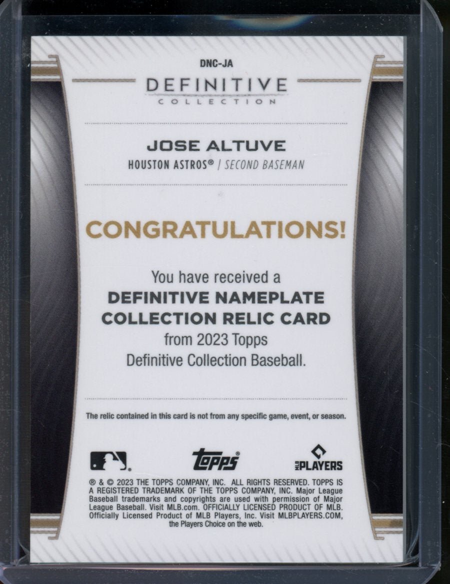 2023 Topps Definitive Collection Jose Altuve Letterman Patch 1/1 Astros