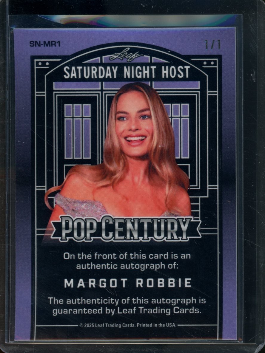 2025 Leaf Pop Century Margot Robbie Saturday Night Host Auto Pink Shimmer 1/1