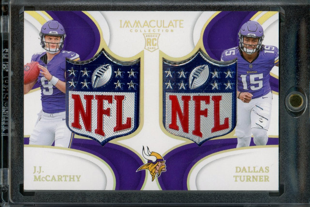 2024 Panini Immaculate J.J. McCarthy/Dallas Turner Dual Rookie NFL Shield 1/1 Vikings