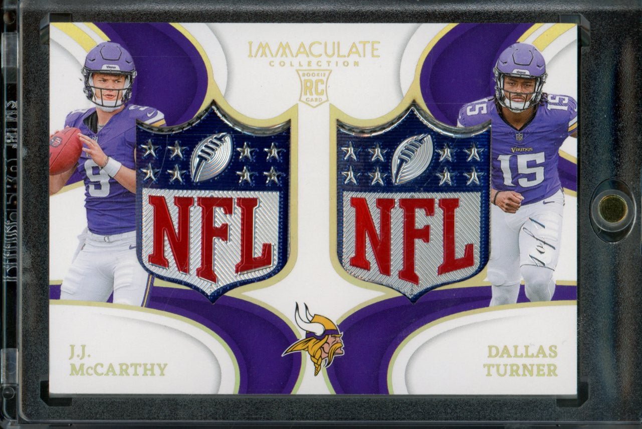 2024 Panini Immaculate J.J. McCarthy/Dallas Turner Dual Rookie NFL Shield 1/1 Vikings