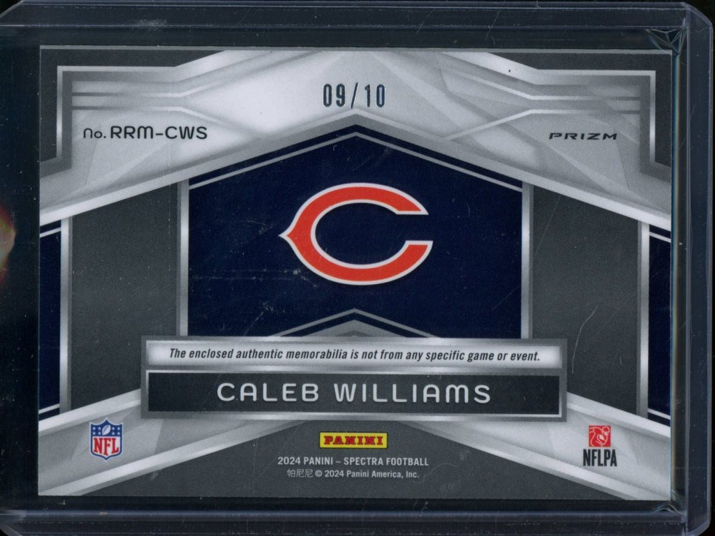 2024 Panini Spectra Caleb Williams Rising Rookie Dual Patch Orange Neon /10 Bears