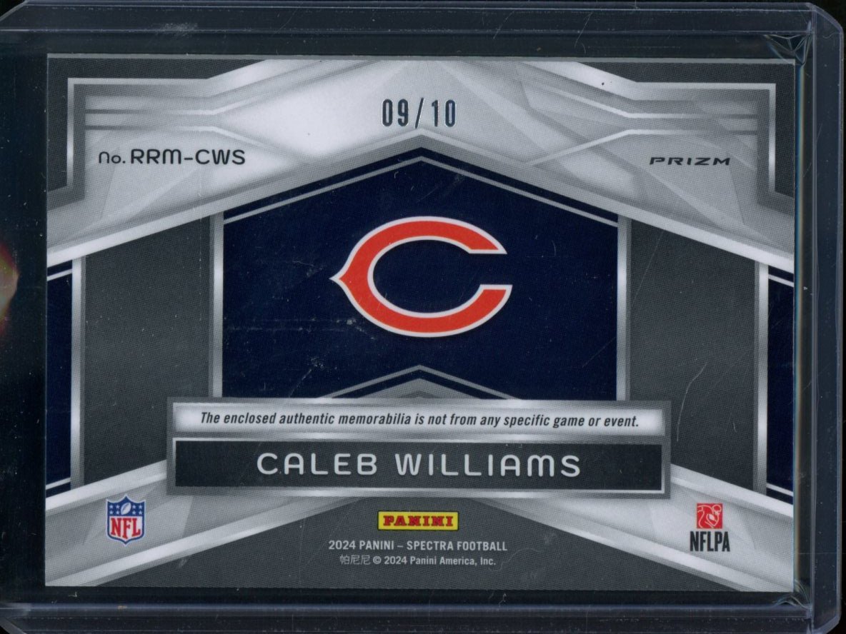2024 Panini Spectra Caleb Williams Rising Rookie Dual Patch Orange Neon /10 Bears