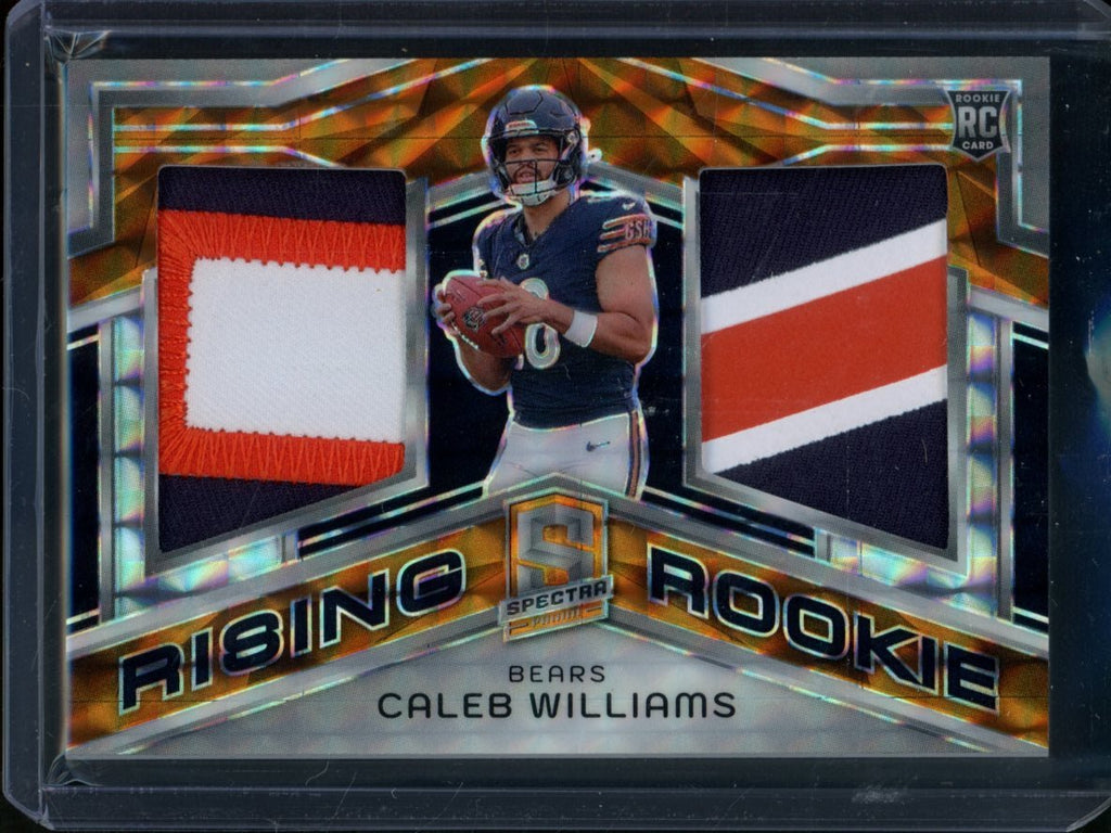 2024 Panini Spectra Caleb Williams Rising Rookie Dual Patch Orange Neon /10 Bears