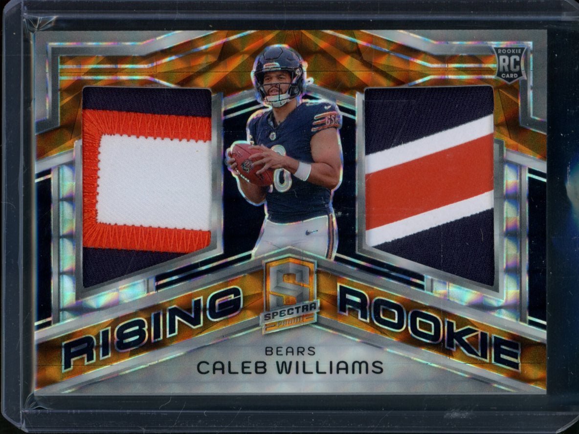 2024 Panini Spectra Caleb Williams Rising Rookie Dual Patch Orange Neon /10 Bears