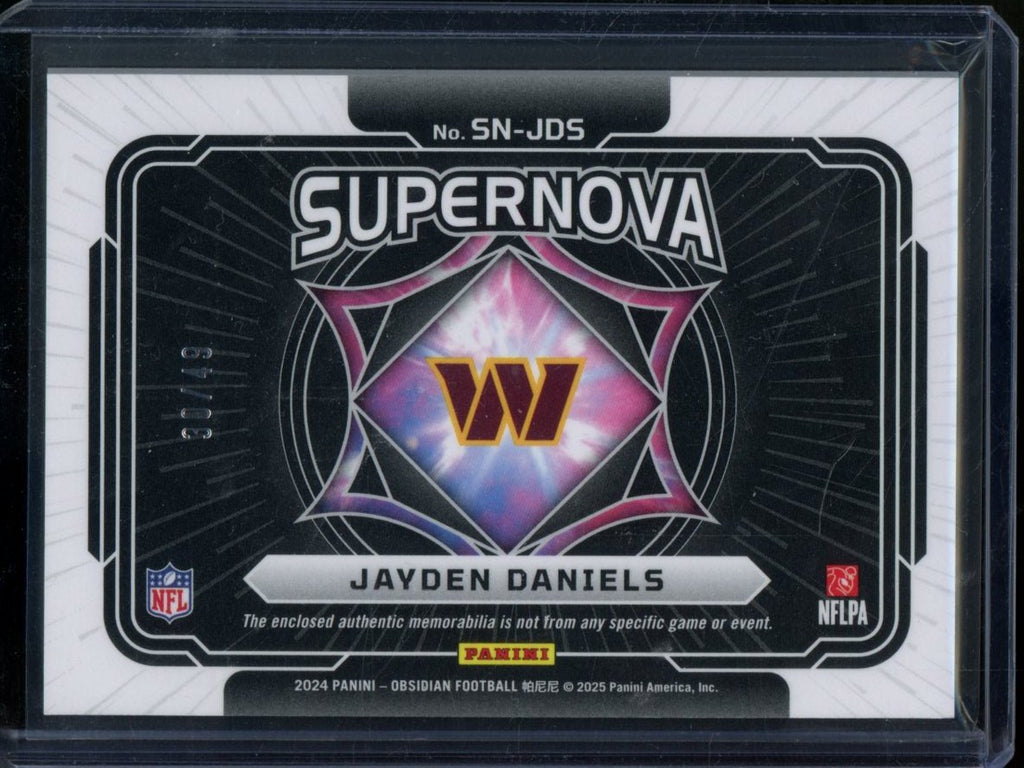 2024 Panini Obsidian Jayden Daniels Supernova Rookie Patch Purple /49 Commanders