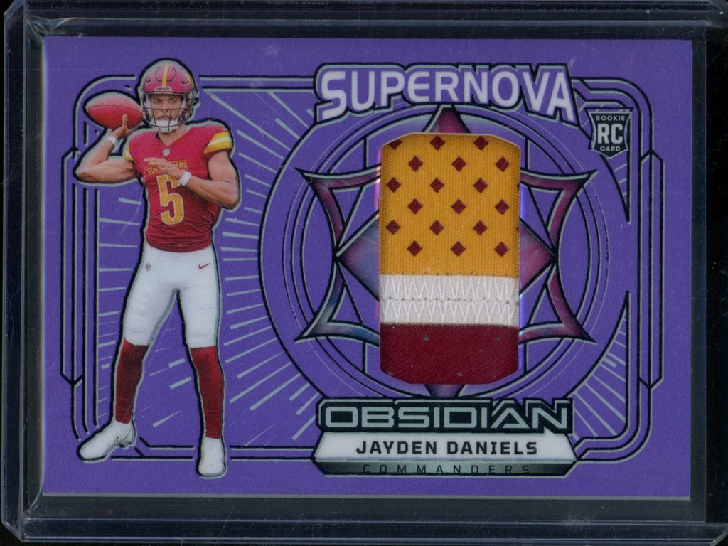 2024 Panini Obsidian Jayden Daniels Supernova Rookie Patch Purple /49 Commanders