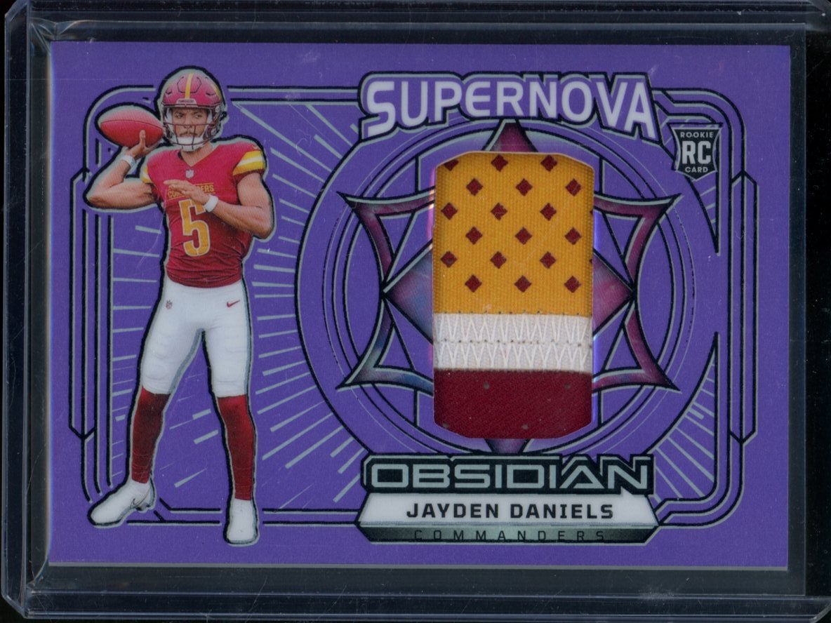 2024 Panini Obsidian Jayden Daniels Supernova Rookie Patch Purple /49 Commanders
