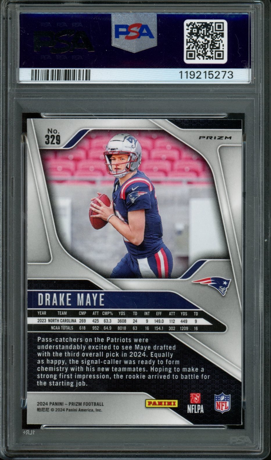 2024 Panini Prizm Drake Maye Rookie Lazer PSA 10 Patriots